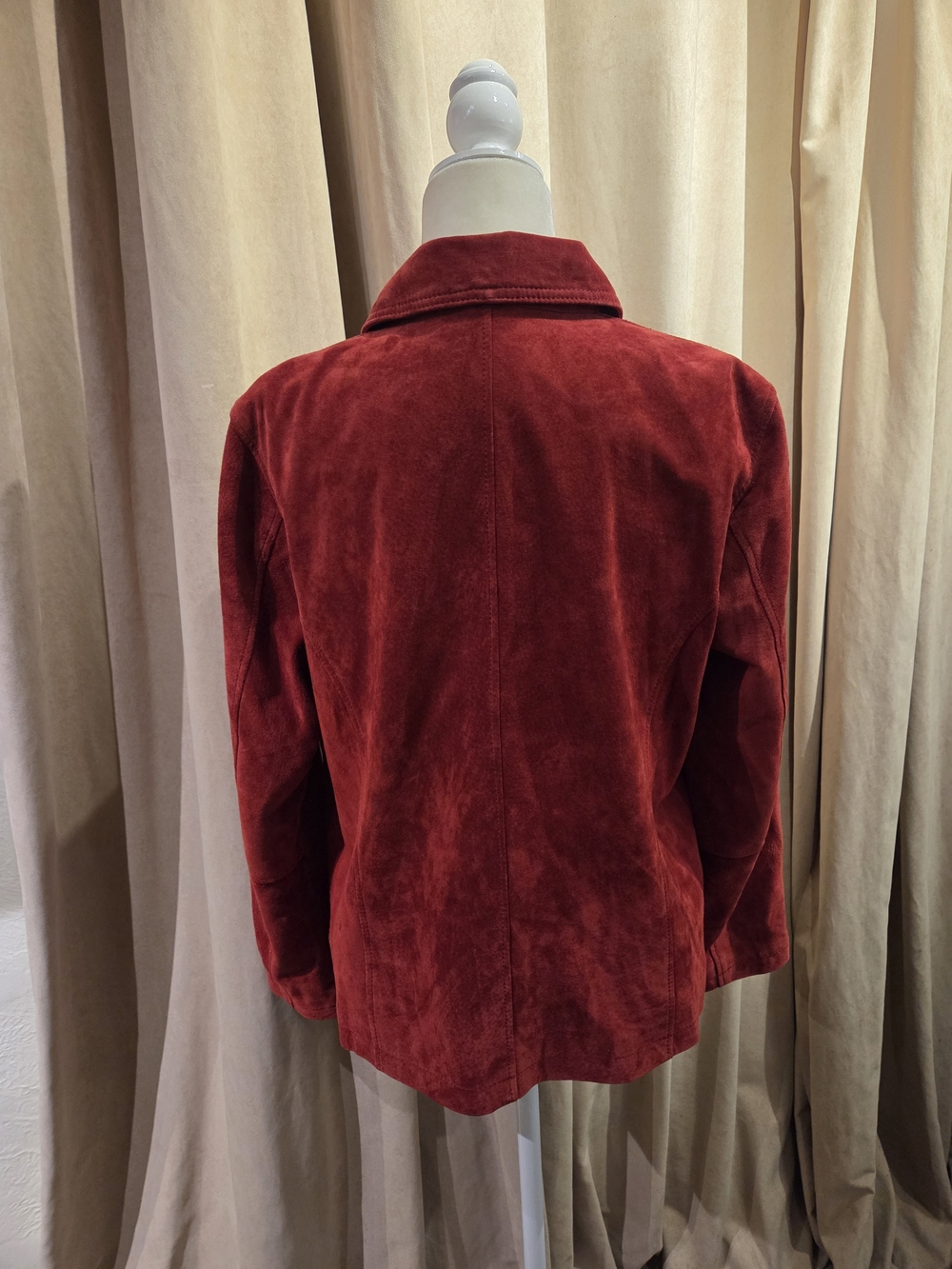 Chico's Red Ruffle-Front Suede Jacket - Picture 6 of 9
